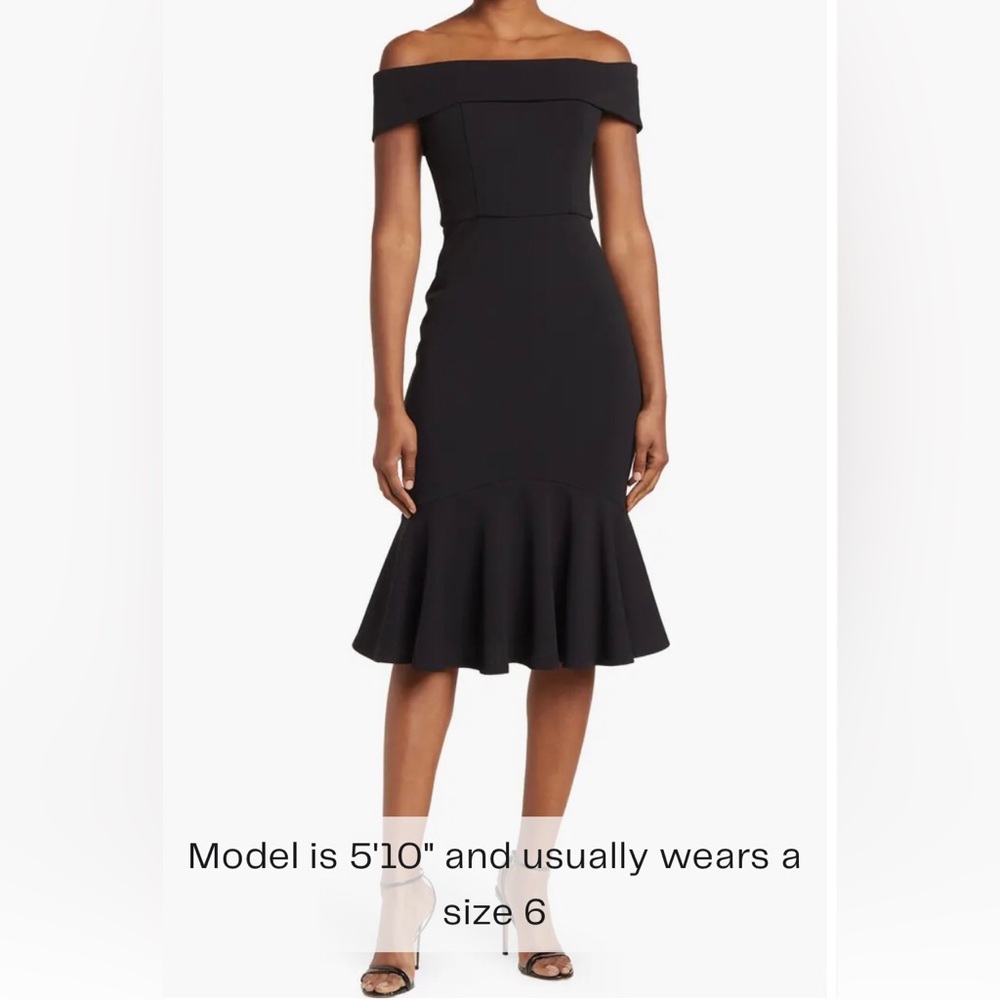 Marina Off-the-Shoulder Scuba Crepe Dress Black Size 6